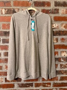 T73 - Pink Clover Taupe Hooded Pullover Sweatshirt